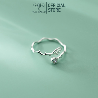 Nhẫn bạc nữ TLEE cánh lá trơn freesize TLEE JEWELRY