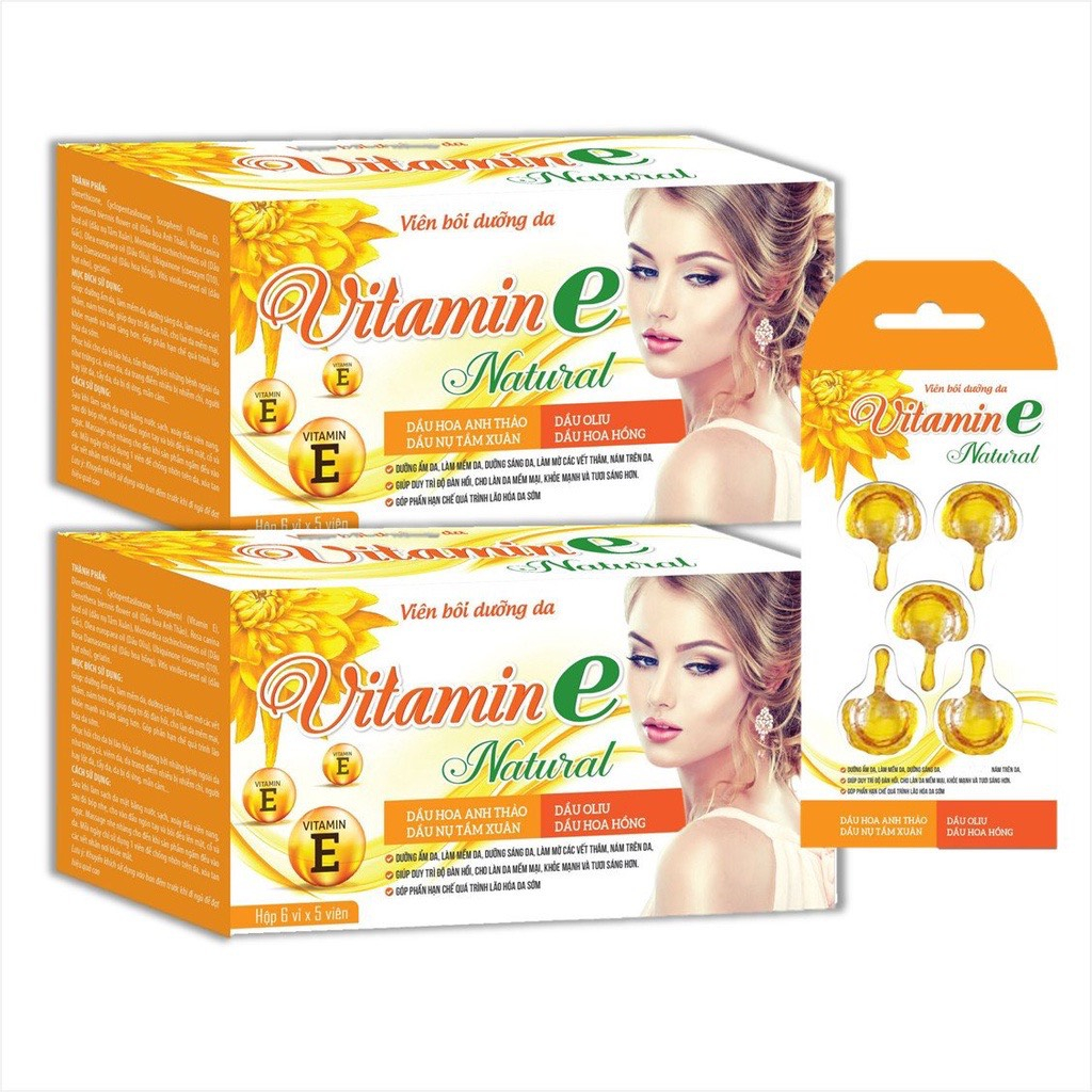 Vitamin E Natural Viên Bôi Dưỡng Da Hộp 6 vỉ x 5 Viên