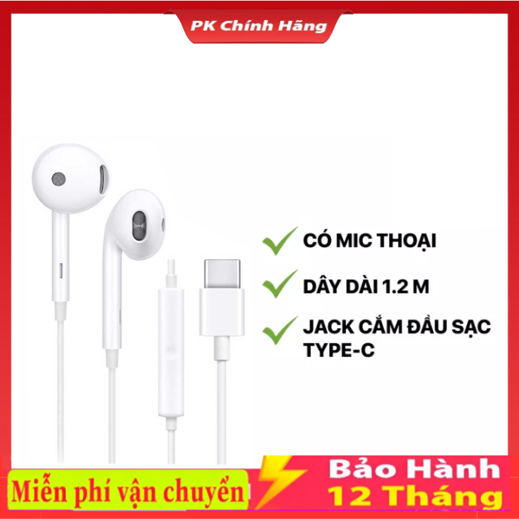 Tai nghe nhét tai có dây giắc type C - Jack 3.5mm tích hợp micro chất lượng cao, chất lượng âm thanh tốt