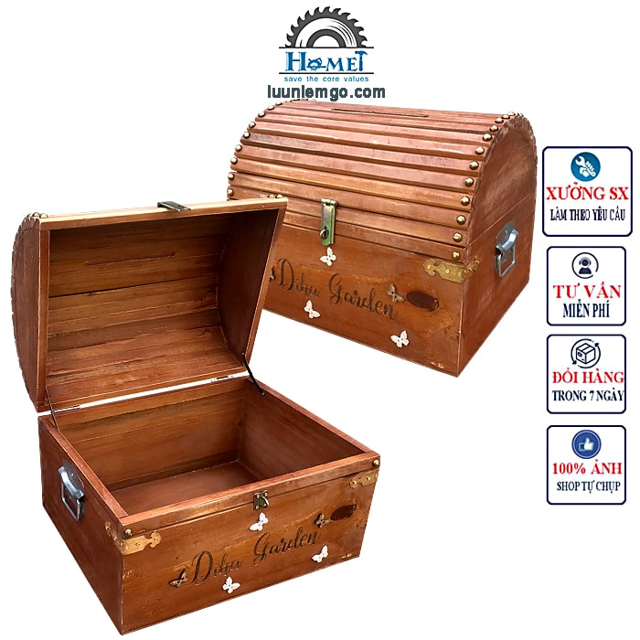 Rương Gỗ Vintage Có Khóa  Mang Phong Cách Cổ Điển và Hiện Đại. Dùng Decord Hoặc Làm Rương Gỗ Quà Tặng Độc Đáo