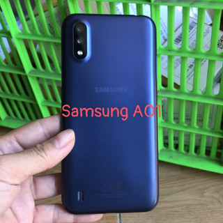 Bộ vỏ sườn Galaxy Samsung A01 zin (gồm lưng ,xườn ,nút bấm, kính camera)