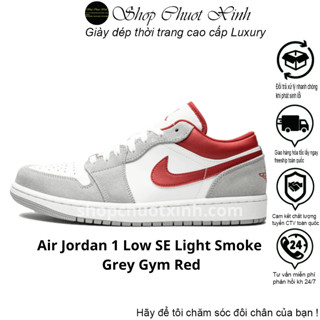 Giày thể thao Sneaker Nam nữ Jordan 1 Low ‘Light Smoke Grey Gym Red’ Jordan cổ thấp xám đỏ