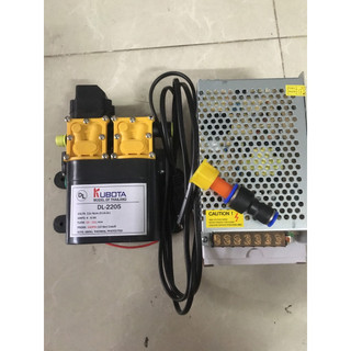 Máy bơm đôi KUBOTA và tổ ong 12v10A tăng áp lực nước mini 12V 120W LL 10-12L/phút.tặng kèm ren 17mm và nối 12 ra