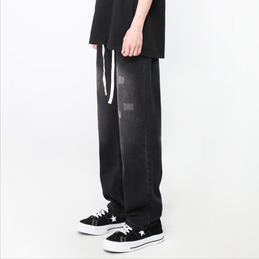 Quần Jean nam baggy wash 2 màu ống suông rộng dáng đứng vải jean bò cao cấp hottrend