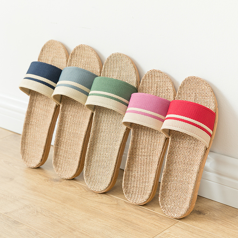 Dép Cói Quai Ngang Nam Nữ Phối 2 Sọc