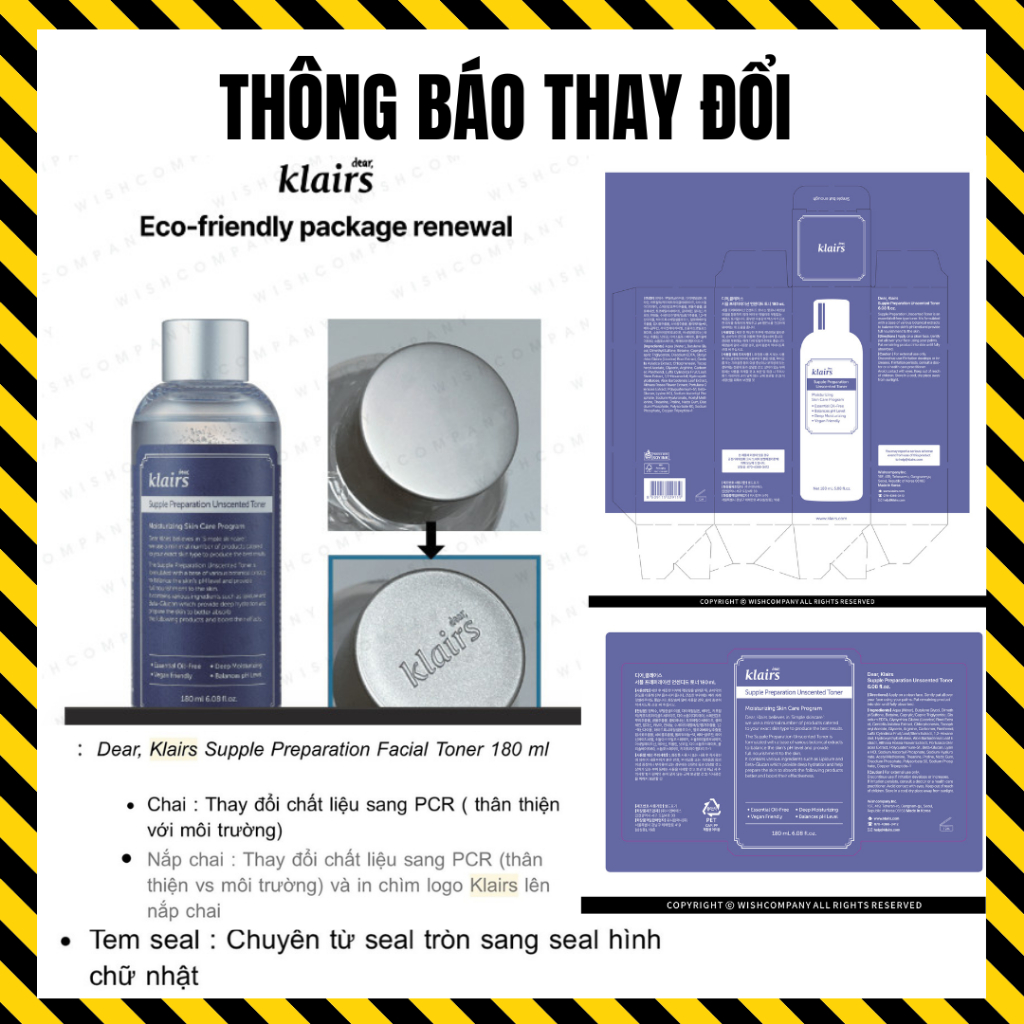 Toner Klairs - Nước hoa hồng Dear, Klairs Supple Preparation Unscented / Facial Toner 180ml