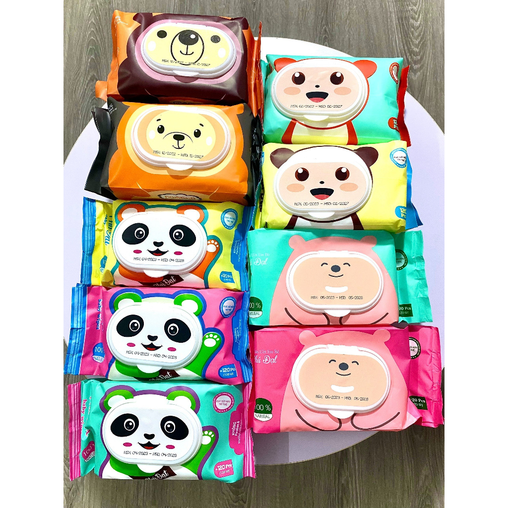 Thùng khăn giấy ướt 32 gói gấu trúc, khăn giấy ướt không mùi phú đạt cao cấp chính hãng - Hie en Store