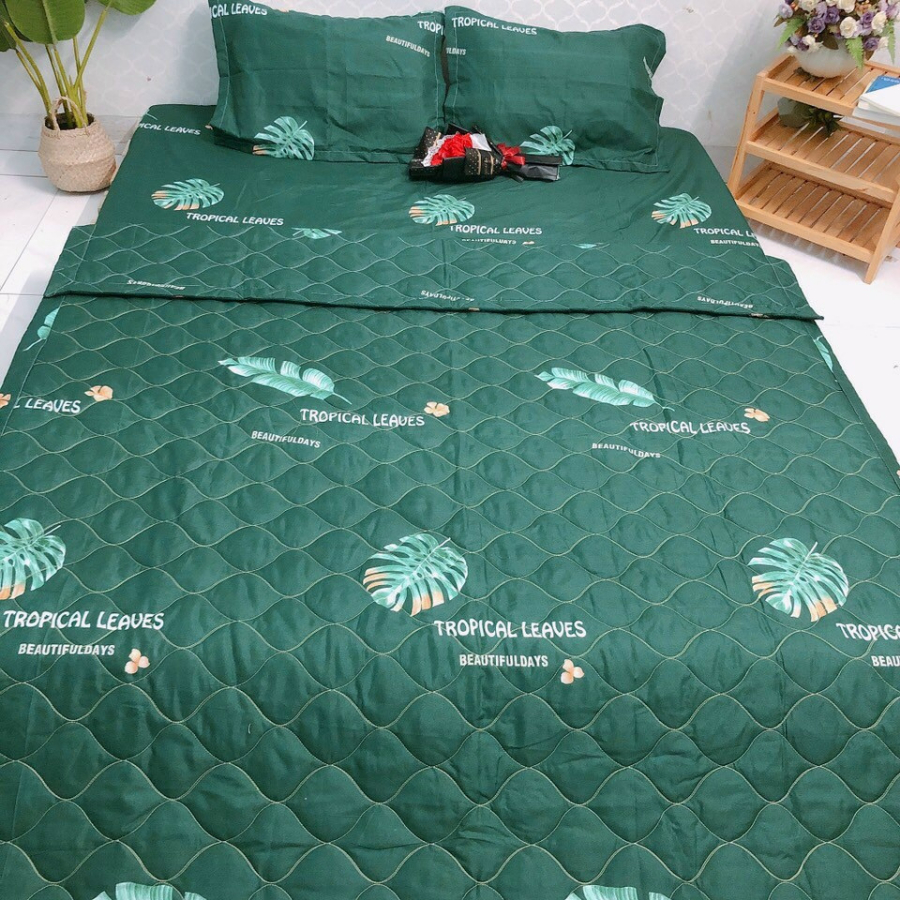 (Siêu giảm giá) Trọn Bộ 5 Món Chăn Hè Trần Bông Và Ga Gối cotton poly - Nhiều Mẫu Mới - Khủng Long Smile, Gấu robot,...