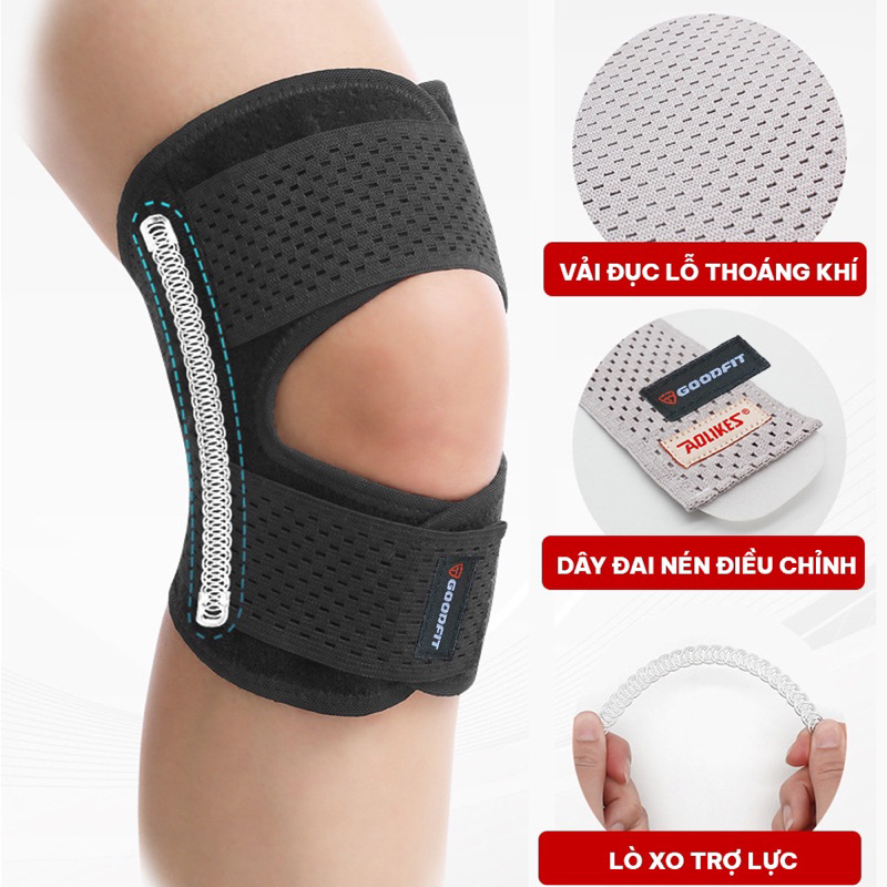 Đai băng đầu gối chuyên nghiệp GoodFit GF526K thoáng khí, có thể điều chỉnh, hỗ trợ giảm đau khớp