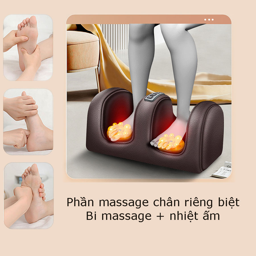 Đệm massage toàn thân VISPO VP-N23D chất liệu da, rung đa điểm massage lưng, có gối và máy massage chân có thể tháo rời