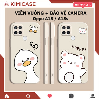 Ốp lưng Oppo A53 / A15/A15s silicon dẻo cạnh vuông bảo vệ camera đôi gà gấu cute