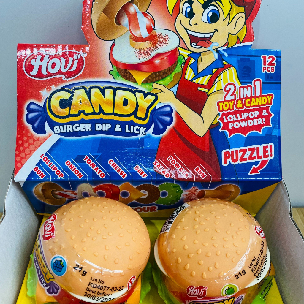 Kẹo mút đồ chơi hình bánh burger - HOVI BURGER DIPPER