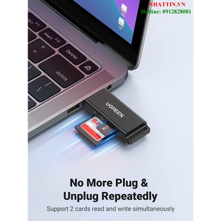 Đầu đọc thẻ SD/TF chuẩn USB 3.0 tốc độ 5Gbps Ugreen 40752 cao cấp