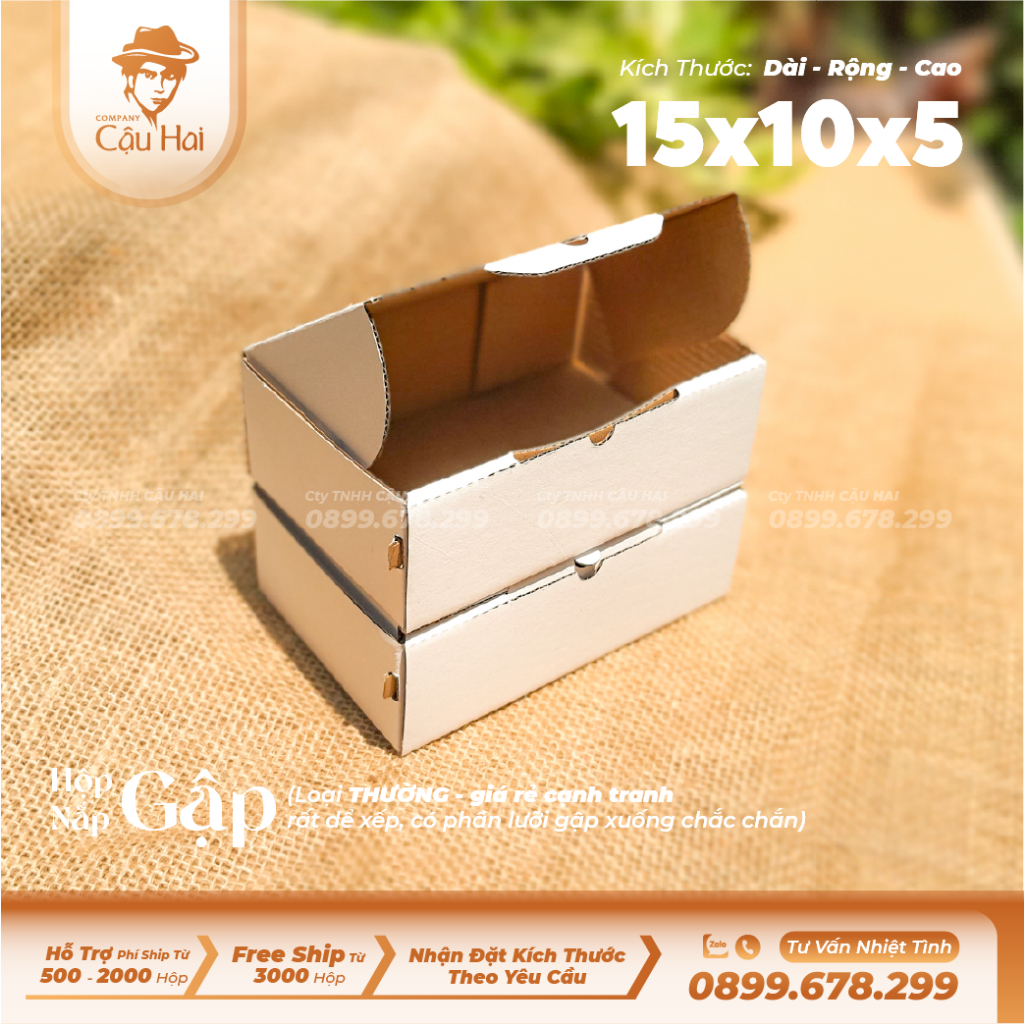 Set 20 hộp carton nắp GẬP 15x10x5