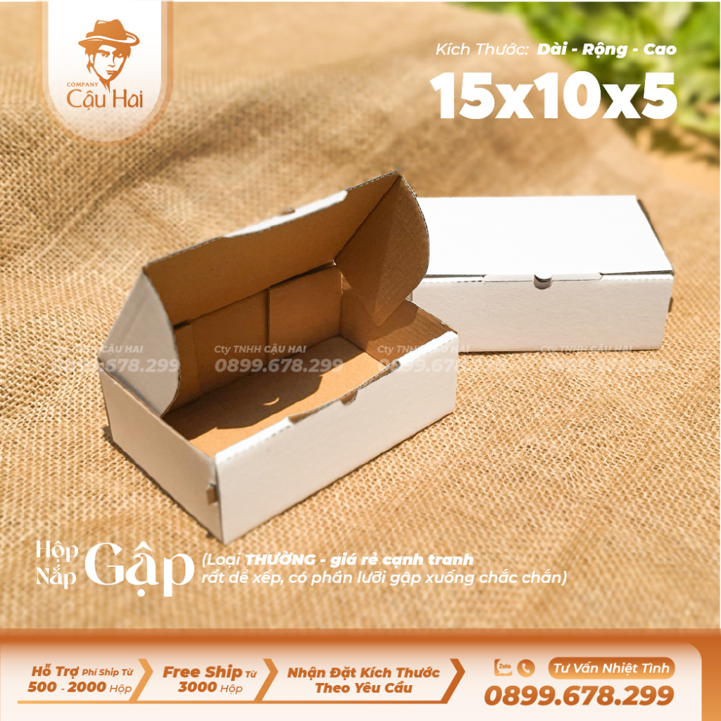 Set 20 hộp carton nắp GẬP 15x10x5
