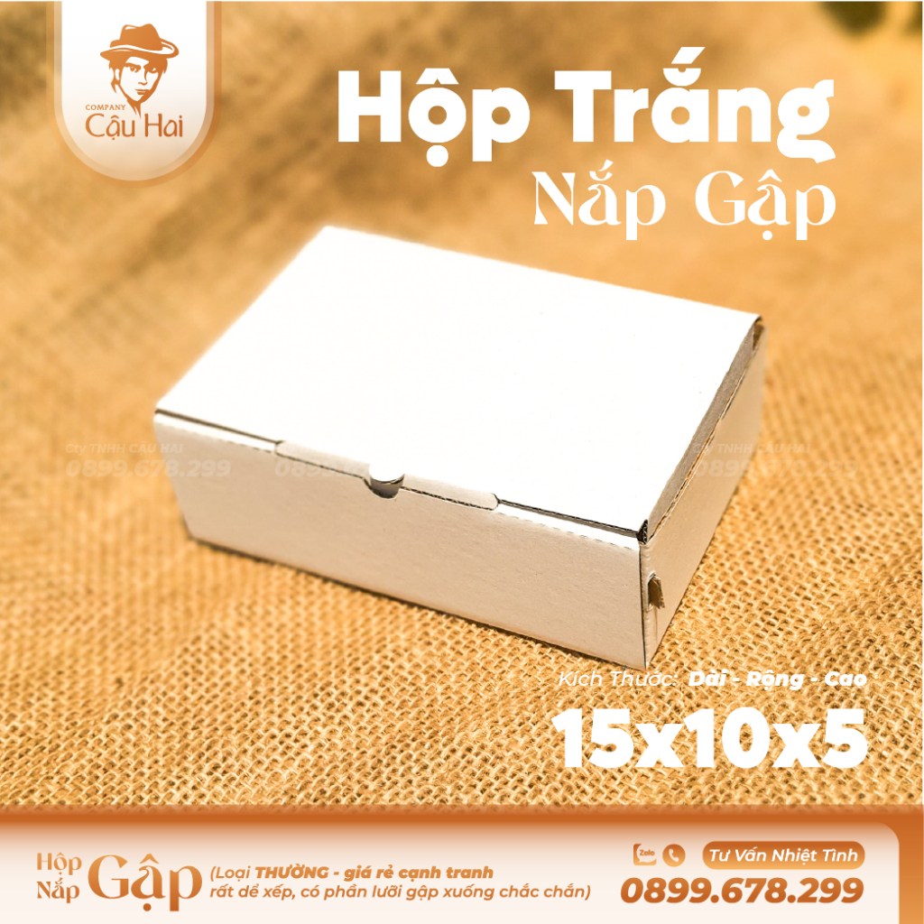 Set 20 hộp carton nắp GẬP 15x10x5