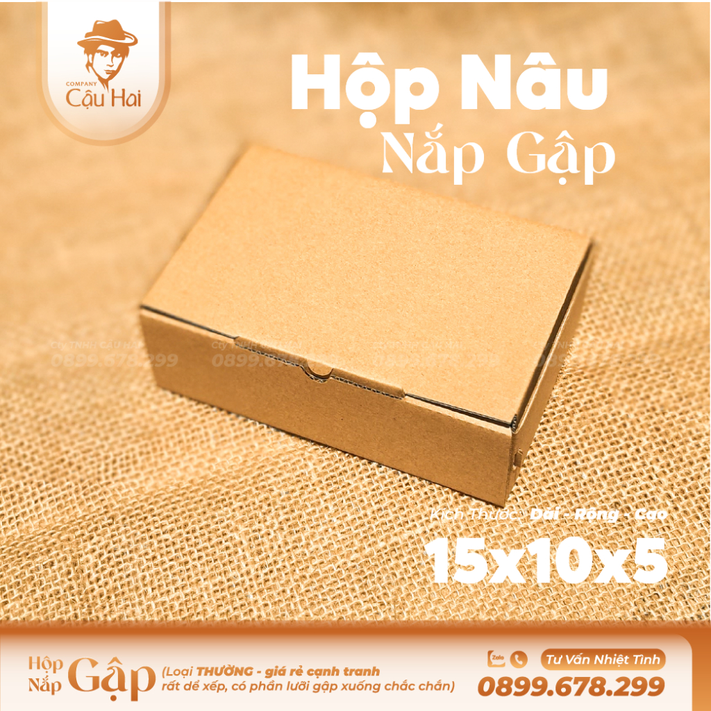Set 20 hộp carton nắp GẬP 15x10x5