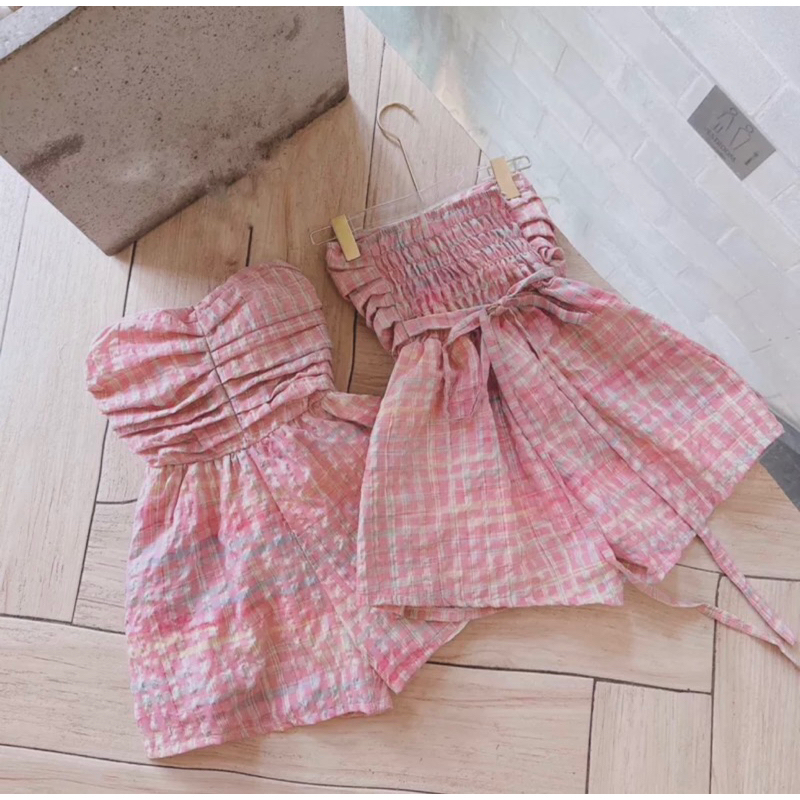 Jumpsuit quây Bigsize chất jean kèm tay áo rớt vai