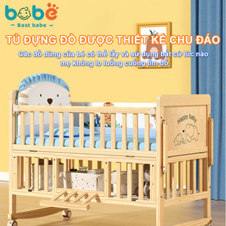 Nôi cũi cho em bé cũi gỗ Đa năng chế độ tiện lợi cho mẹ và béBánh xe đa năng không cần tháo rời,Rung lắc 10 độ sinh học