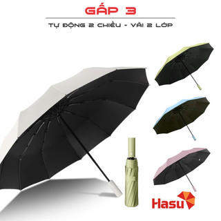 Dù che nắng mưa Ô dù tự động 2 lớp 12 nan - 8 nan gấp gọn Ô dù tự động gấp gọn 2 chiều Hasu