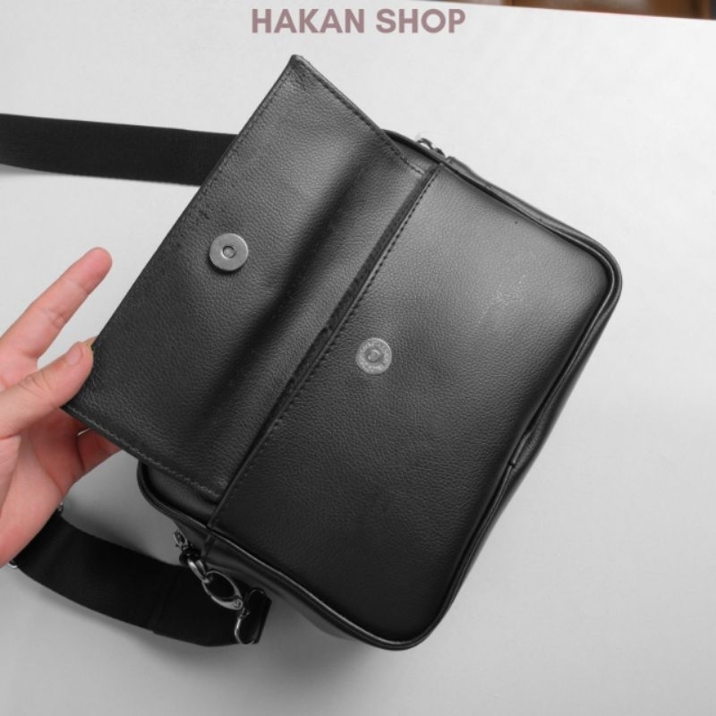 Túi Đeo Chéo Nam Toomy Da Cao Cấp Chất Liệu Da Si Chuẩn Hãng Size 23*15cm