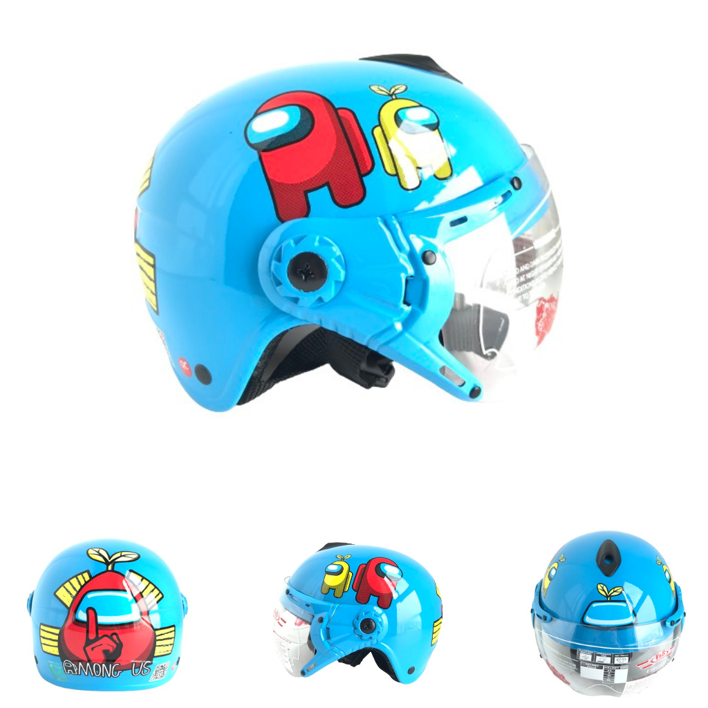 Nón bảo hiểm nửa đầu có kính Phù hợp cho bé Có trọng lượng dưới 18Kg - VS103KS - Vòng đầu 50-52cm - Siêu nhân - Kitty ..