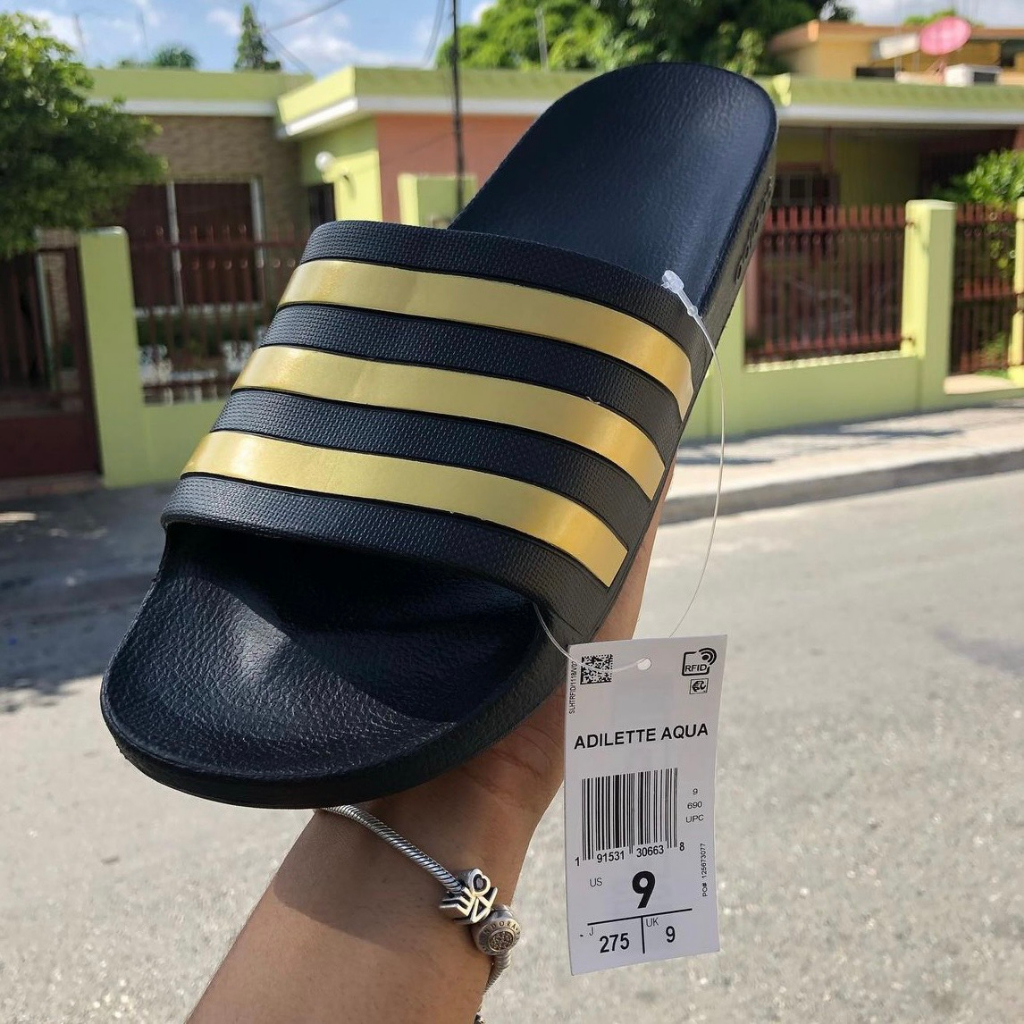 Dép nam quai ngang Adilette Aqua Grey Three chính hãng thể thao, đúc nguyên khối không thấm nước