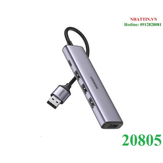 Hub chia usb 3.0 type-a ra 4 cổng usb 3.0 tốc độ 5gbps dây bọc dù vỏ nhôm ugreen 20805