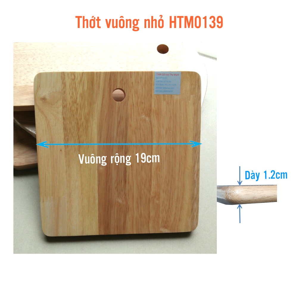 Thớt gỗ cao su chữ nhật nhỏ Hà Thy HTM0129