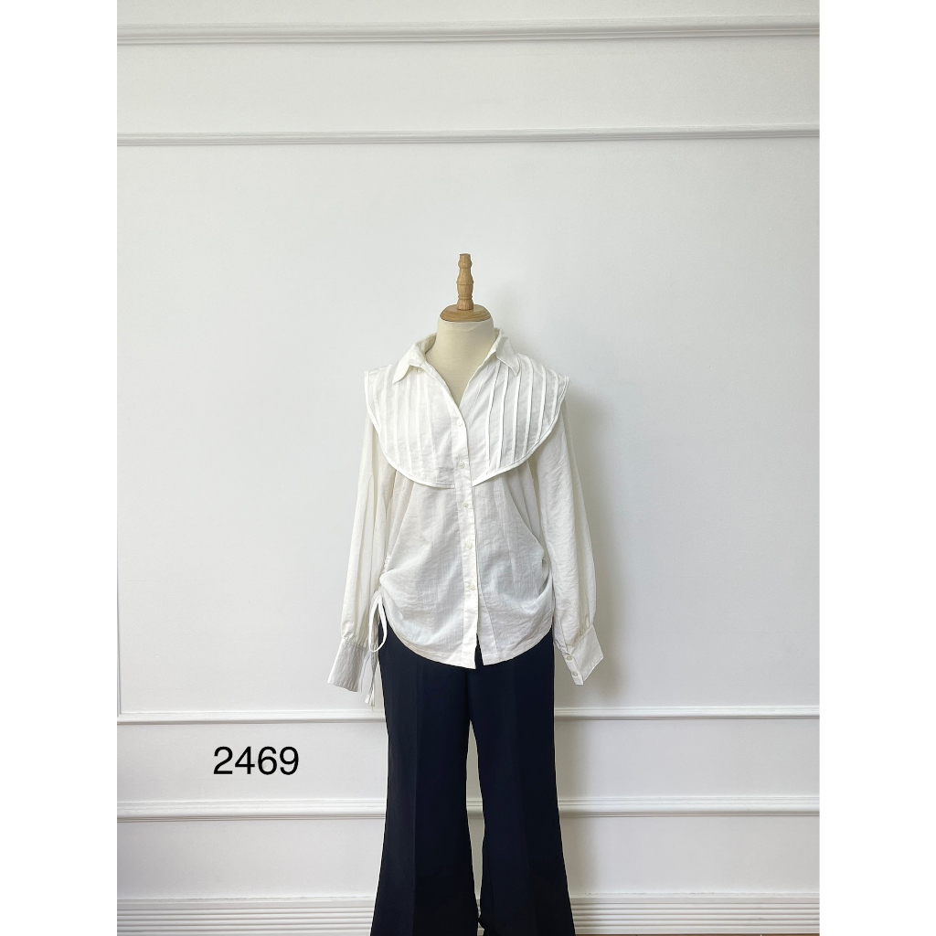 A2469 Áo sơ mi CHLORIS Hàng hiệu chính hãng thời trang nữ màu trắng size M Secondhand thanh lý ký gửi