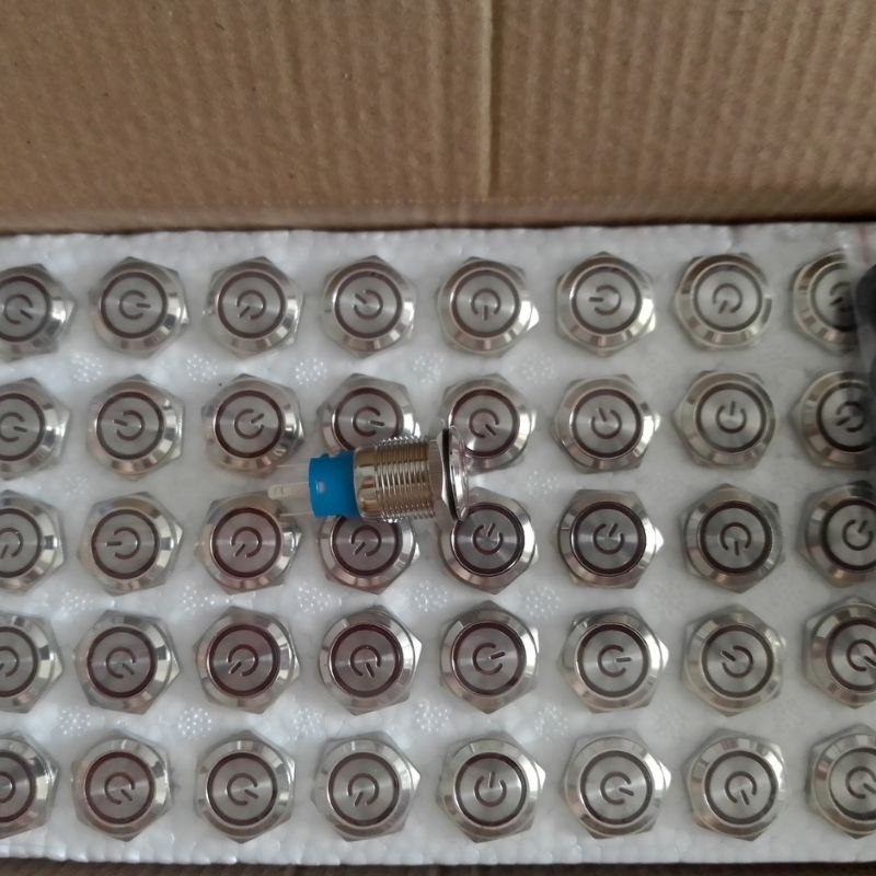 Nút nguồn, nút nhấn giữ, tự khóa 16mm, Đèn sáng trong dải 5-24V