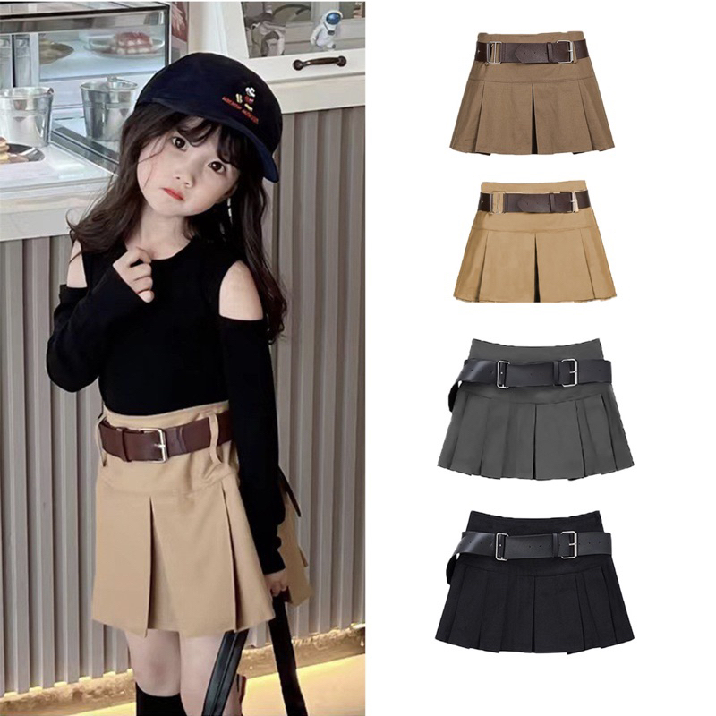 Chân Váy Xếp Ly Dáng Chữ A Nhiều Màu Tặng Kèm Đai Cho Bé Gái, Phong Cách Retro Trẻ Trung Năng Động Hè 2023 - XUDOO KIDS