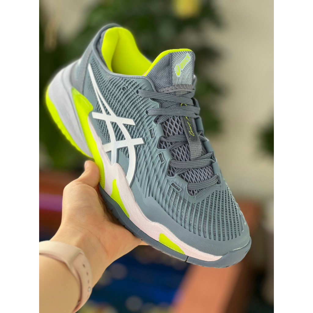 GIÀY TENNIS ASICS COURT FF 3 STEEL GHI/TRẮNG/XANH