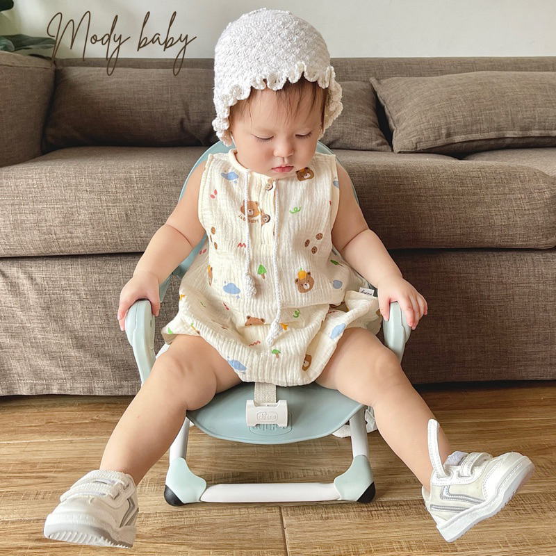 Bodysuit cho bé gái bé trai vải muslin thấm hút mồ hôi hoạ tiết dễ thương vải mềm mịn, thoáng mát cho da bé - Mody Baby