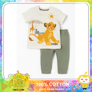 Set bộ áo cộc quần dài in hình Lion Hm cho bé trai size từ 10-22 cân