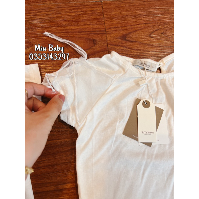 Áo cộc tay buộc voan nơ dư xịn full tag túi bé gái