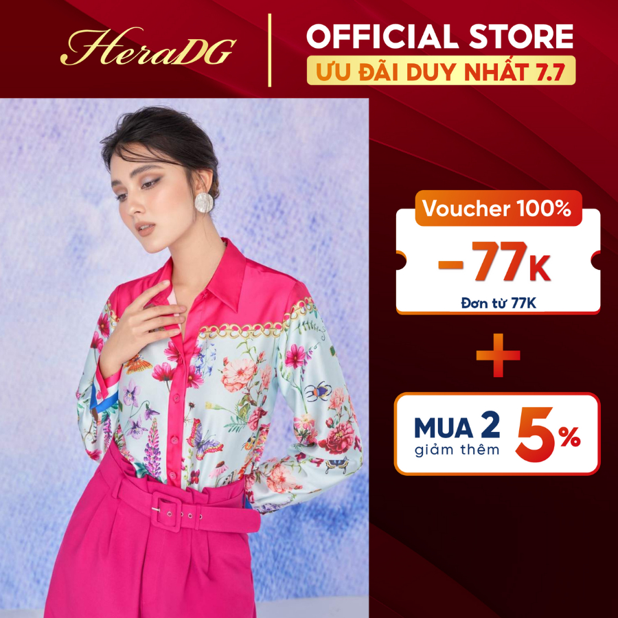 Áo Sơ Mi Nữ Cổ Đức HeraDG Thiết Kế Họa Tiết Độc Đáo, Dễ Dàng Phối Đồ, Mang Lại Cảm Giác Thanh Lịch SASBA004
