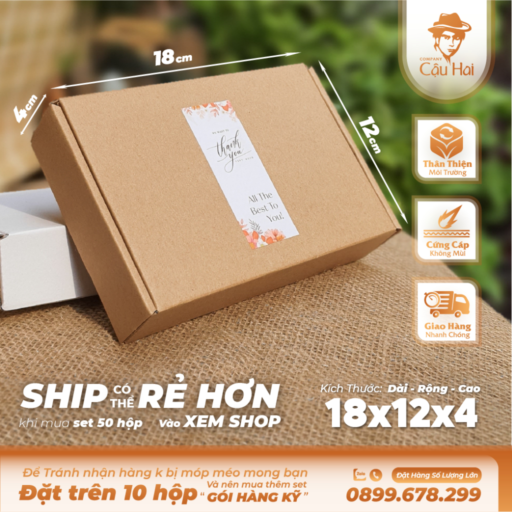 Hộp carton nắp GÀI 18x12x4