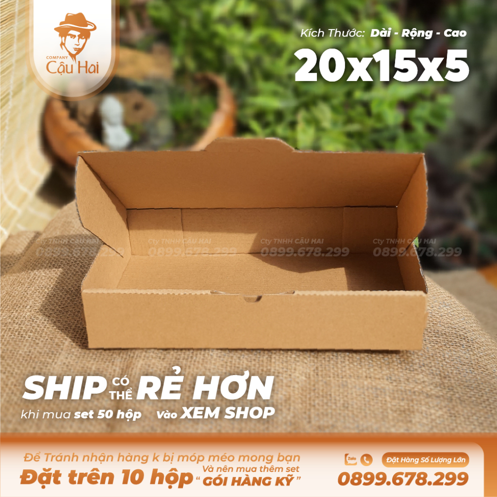 Set 5 Hộp carton nắp GẬP 20x15x5
