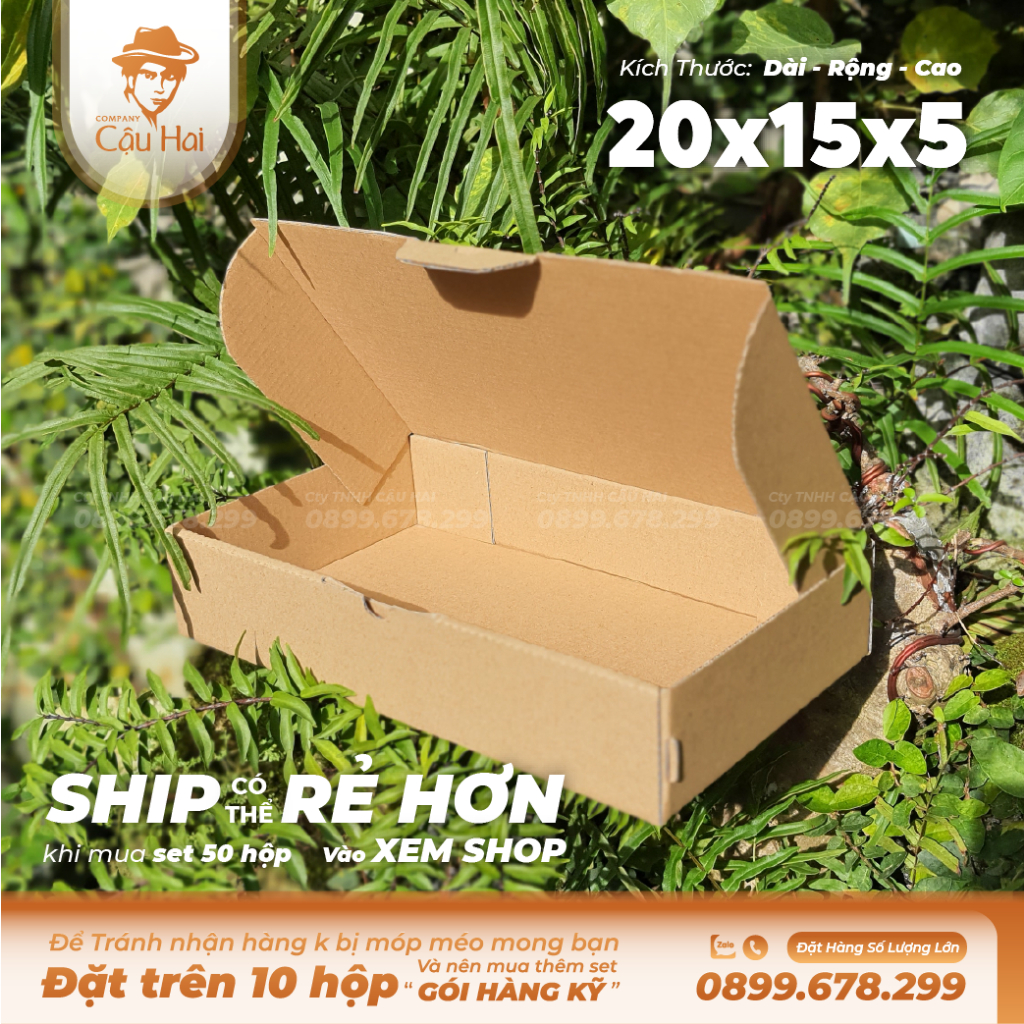 Set 5 Hộp carton nắp GẬP 20x15x5