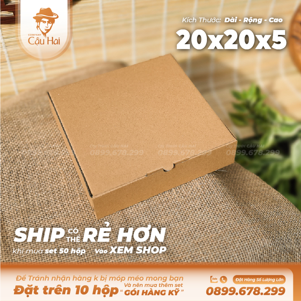 Set 5 Hộp carton nắp GẬP 20x20x5