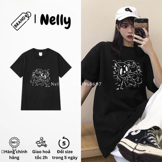 [FREESHIP](CÓ SẴN )HÀNG CHÍNH HÃNG áo thun NELLY HEYBIG unisex ,áo thun dáng rộng hoạ tiết con ma đánh nhau mã BHYHDX701