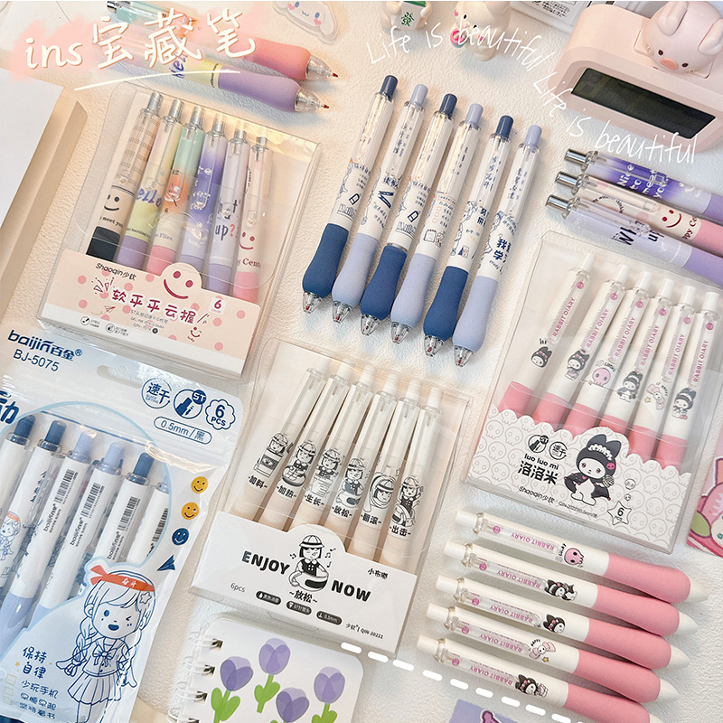 Bút gel DỄ THƯƠNG bút bi nước khô nhanh ngòi 0.5mm viết trơn mực đều nét chữ đẹp