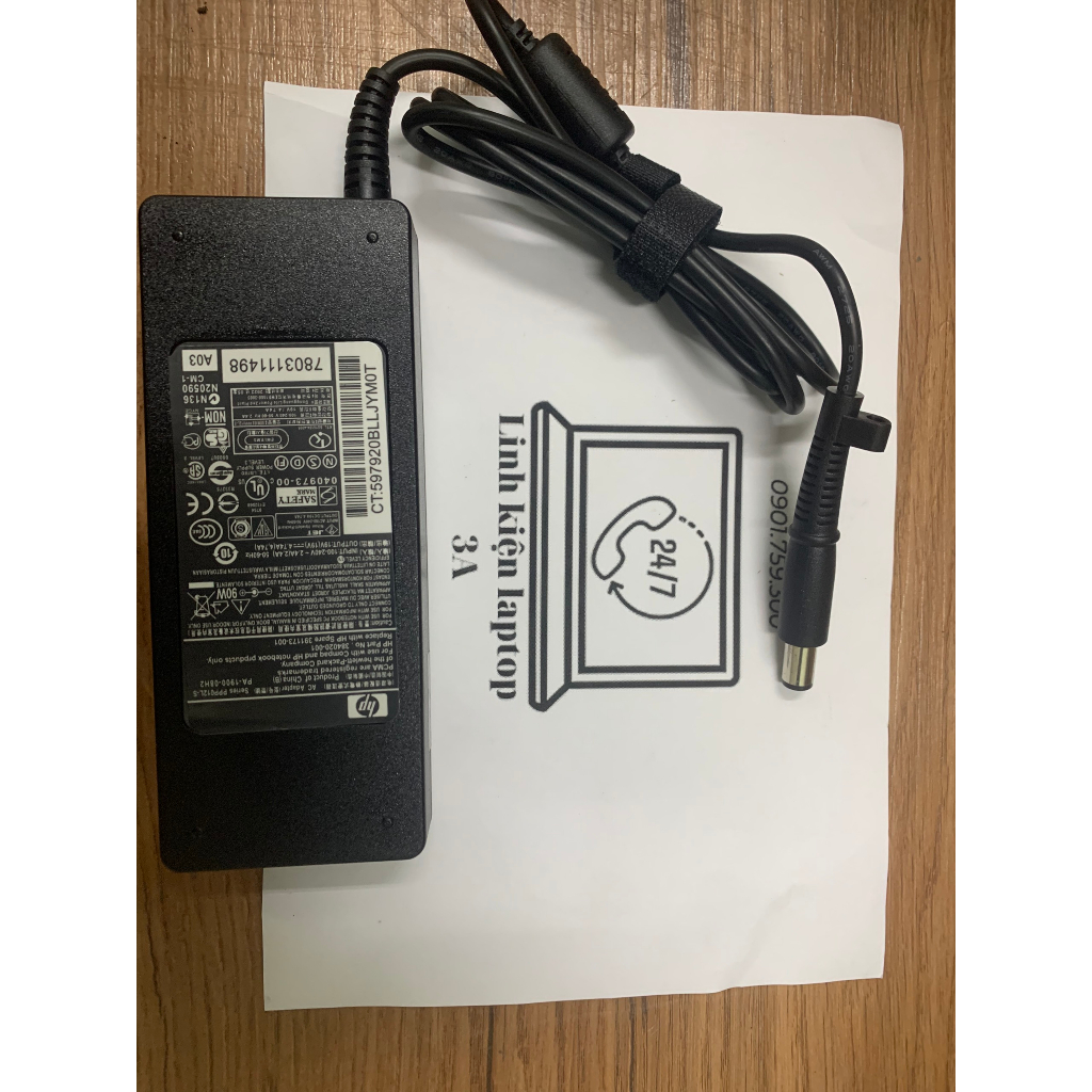 Sạc Laptop HP 19V - 4.74A   chân kim to 7.4mm cho HP 8460 8470 8560P 8570P 7.4mm