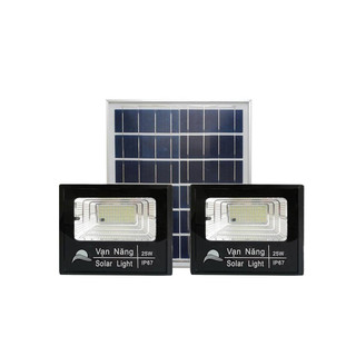 Combo đèn năng lượng mặt trời soalr light 25w 1 tấm pin 2 đèn