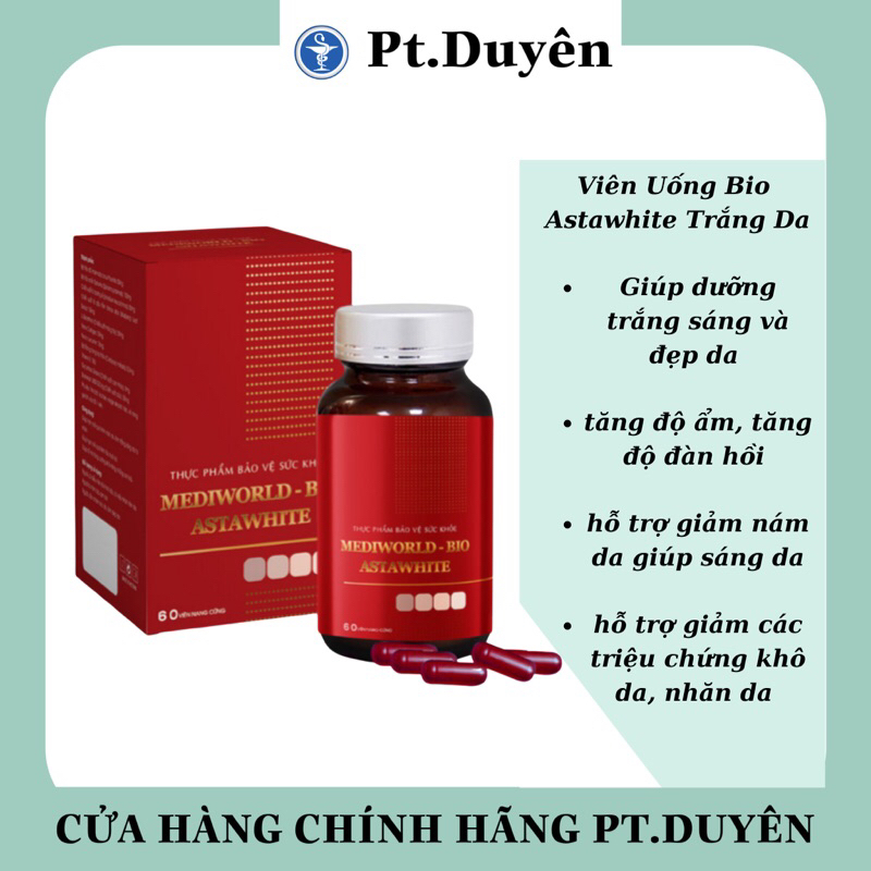 Viên Uống Trắng Da BIO ASTAWHITE Giúp Trắng Da,Mờ Nám,Tăng Độ Ẩm Cho Da.lọ 60viên