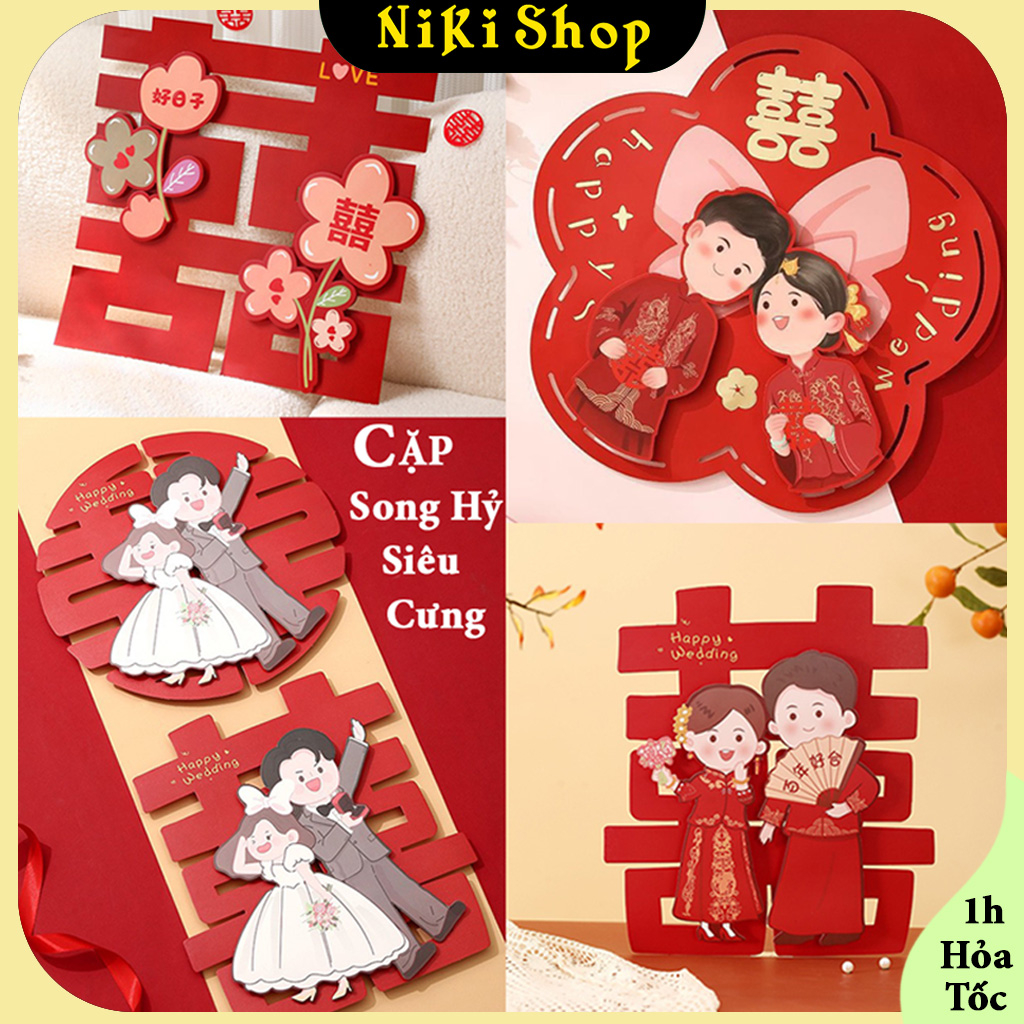 CHỮ HỶ 3D SIÊU CƯNG TRANG TRÍ TIÊC CƯỚI - DÁN TƯỜNG - CỬA