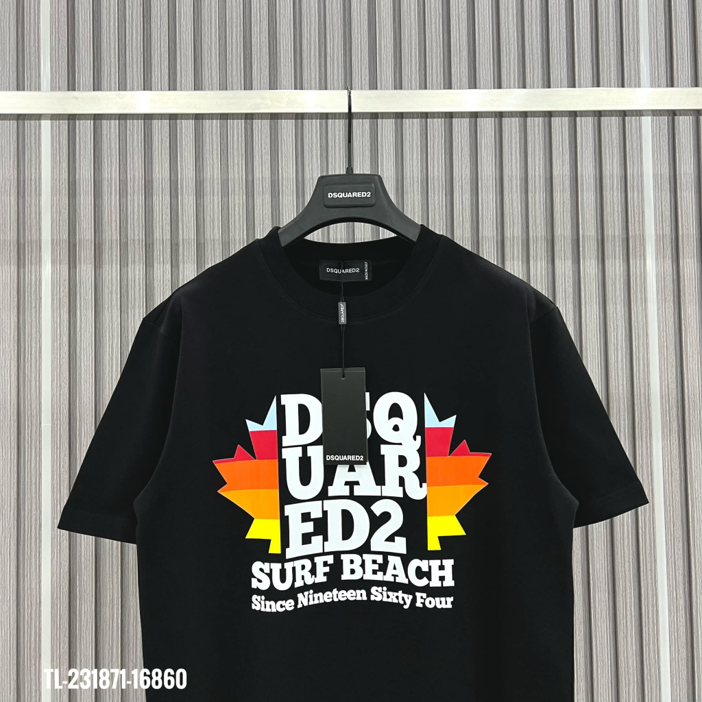 Áo thun nam nữ họa tiết in nổi bật DSQ Lá Hai Bên - thiết kế độc đáo