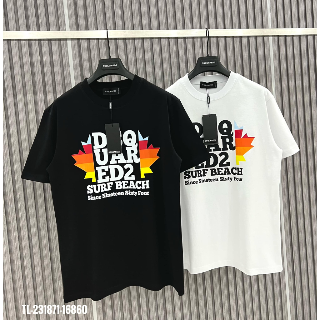 Áo thun nam nữ họa tiết in nổi bật DSQ Lá Hai Bên - thiết kế độc đáo
