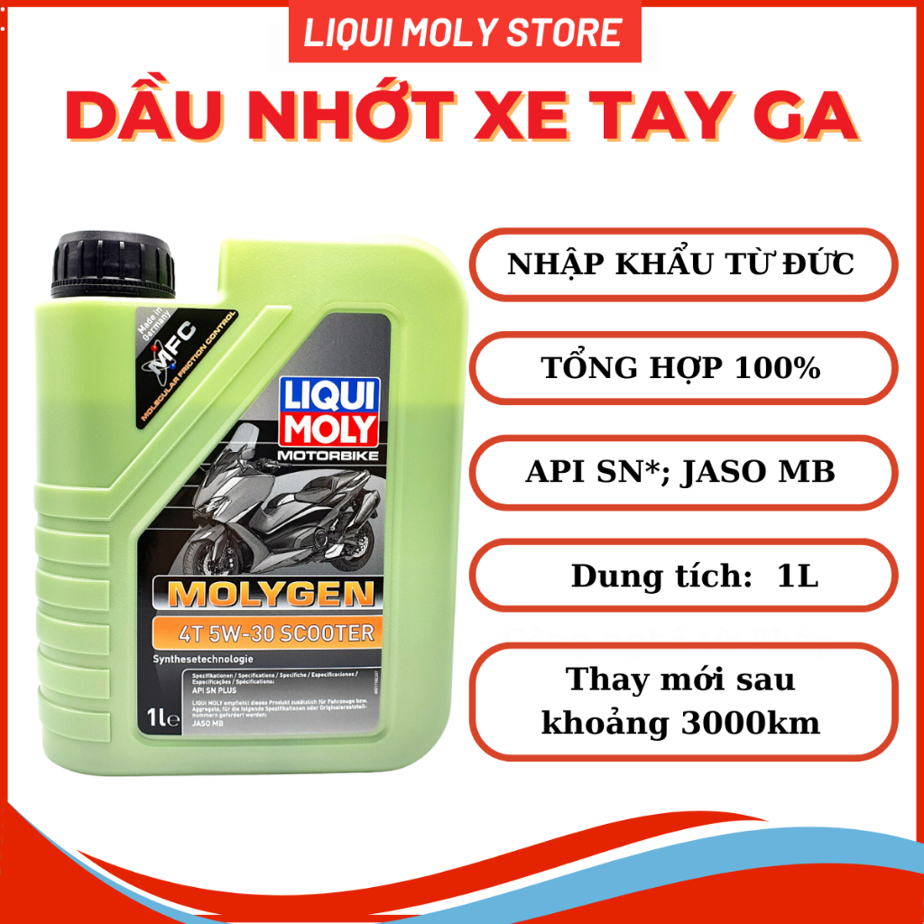 Liqui Moly Molygen Scooter Nhớt tổng hợp cao cấp cho xe tay ga- Sản xuất tại Đức